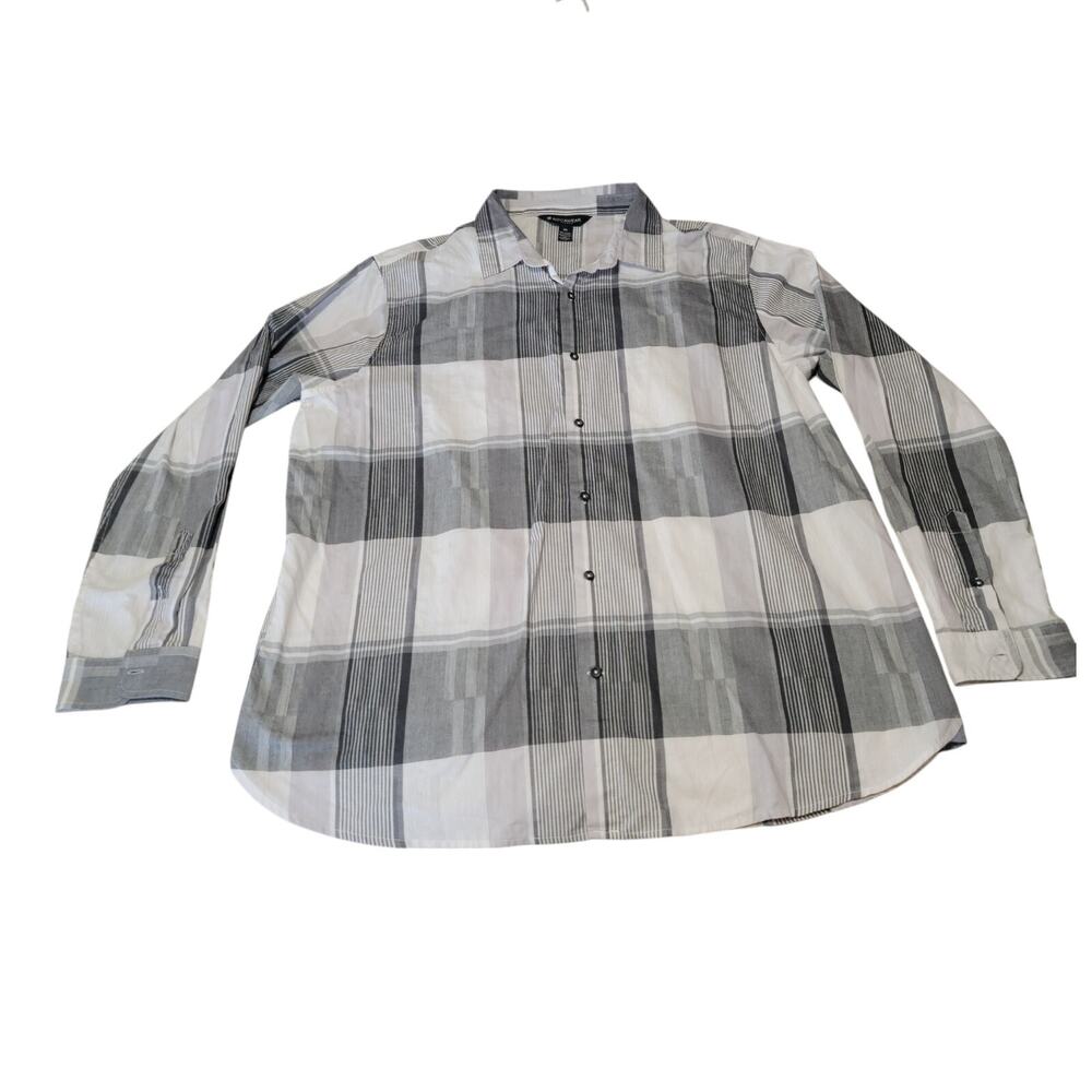 Rocawear Classic 2XL Plaid Button Up Shirt Black Long Sleeve Mens Streetwear